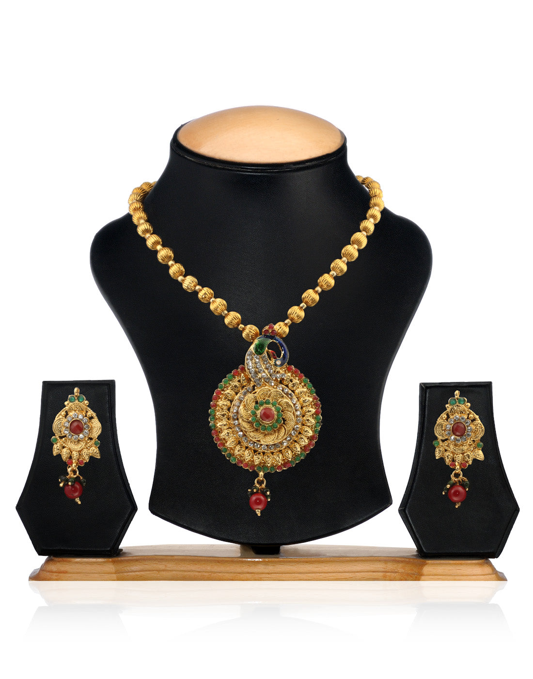 Gold-Plated Alloy Peacock Shape Multi Necklace Set - The Pari - Distacart