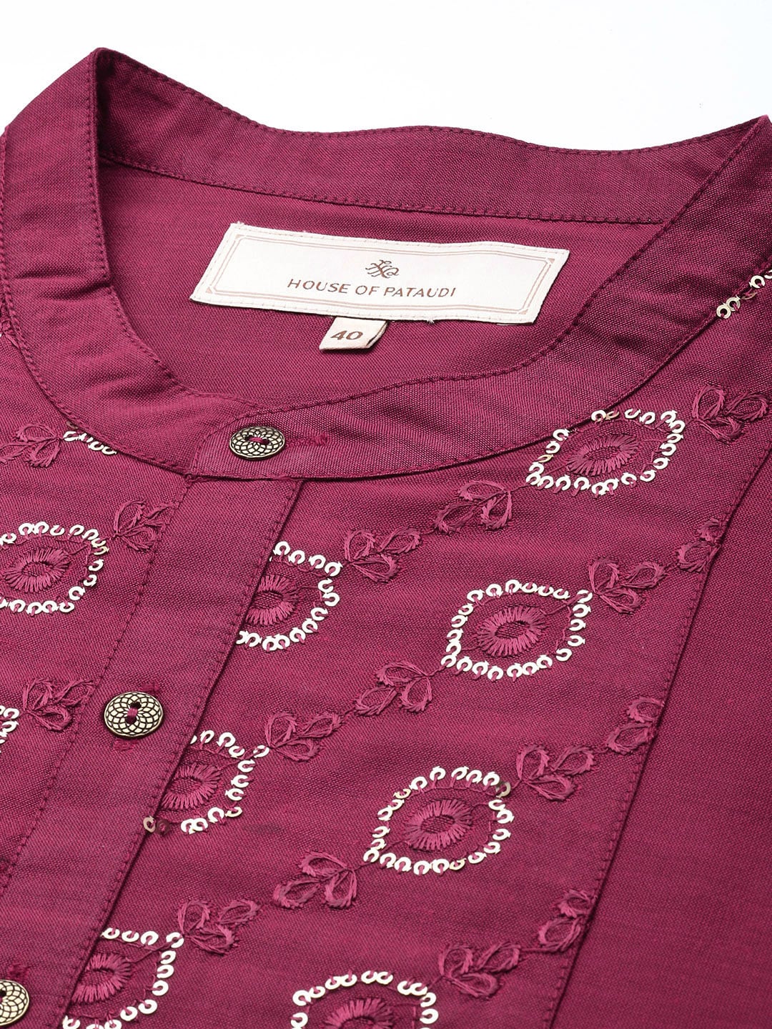 House of Pataudi Jashn Ethnic Motifs Yoke Design Sequinned Kurta - Distacart