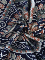Thumbnail for KLOTTHE Blue & Brown Ethnic Motif Printed 300 TC Fitted King Bedsheet With 2 Pillow Covers - Distacart