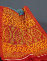 Thumbnail for Sea Blue Colour With Tomato Red Blouse Cotton Brasso Saree By Gayathri Reddy Designer Studio - Distacart