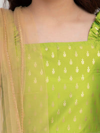 Thumbnail for NOZ2TOZ Green Ethnic Motifs Kurti with Dhoti Pants & With Dupatta For Girls - Distacart