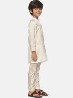 Thumbnail for Sethukrishna Boys Cream-Coloured Printed Kurta with Pyjamas - Distacart