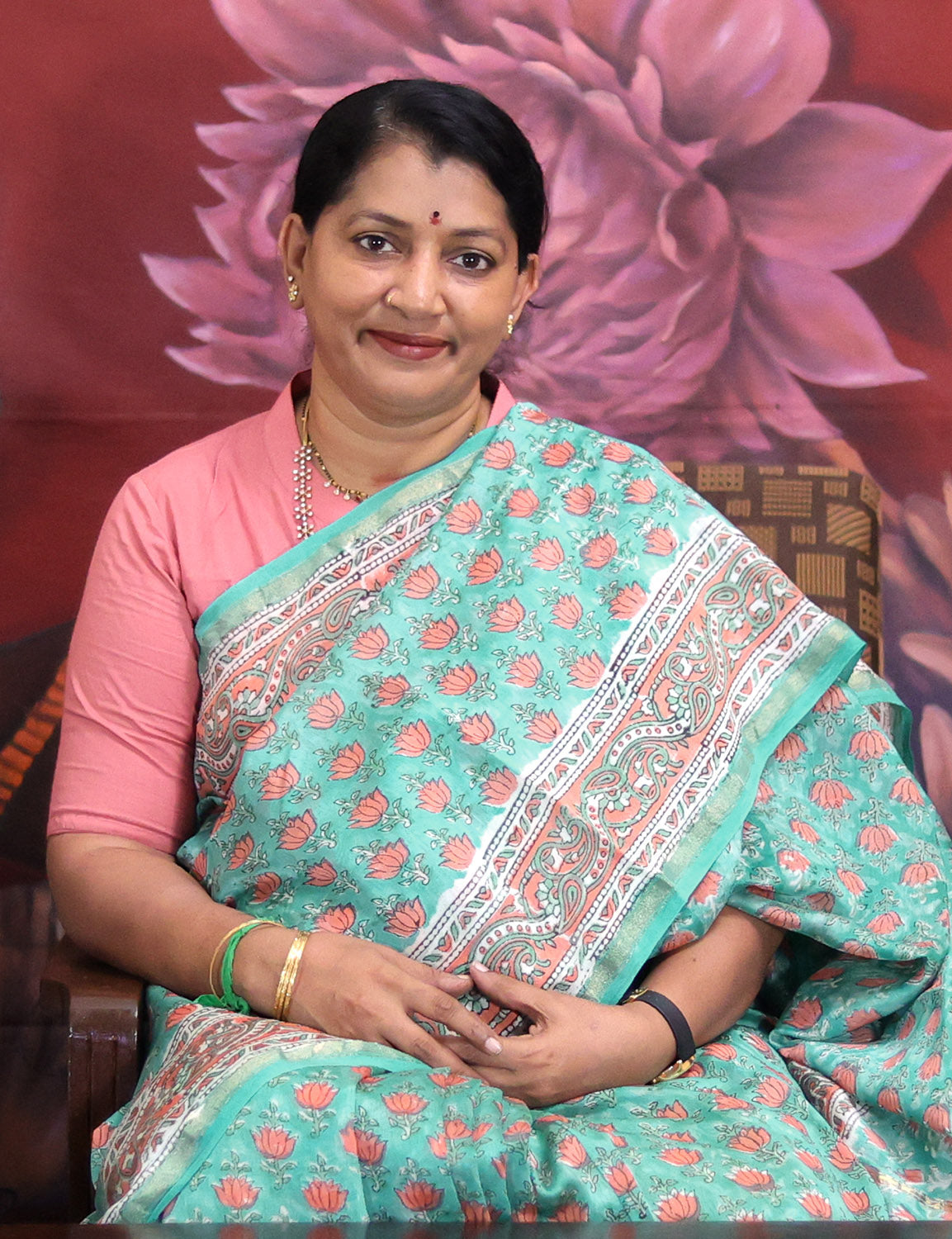 Dazzling Sea Green Colour With Lotus Buttes Pure Chanderi Sico Saree By Gayathri Reddy Designer Studio - Distacart