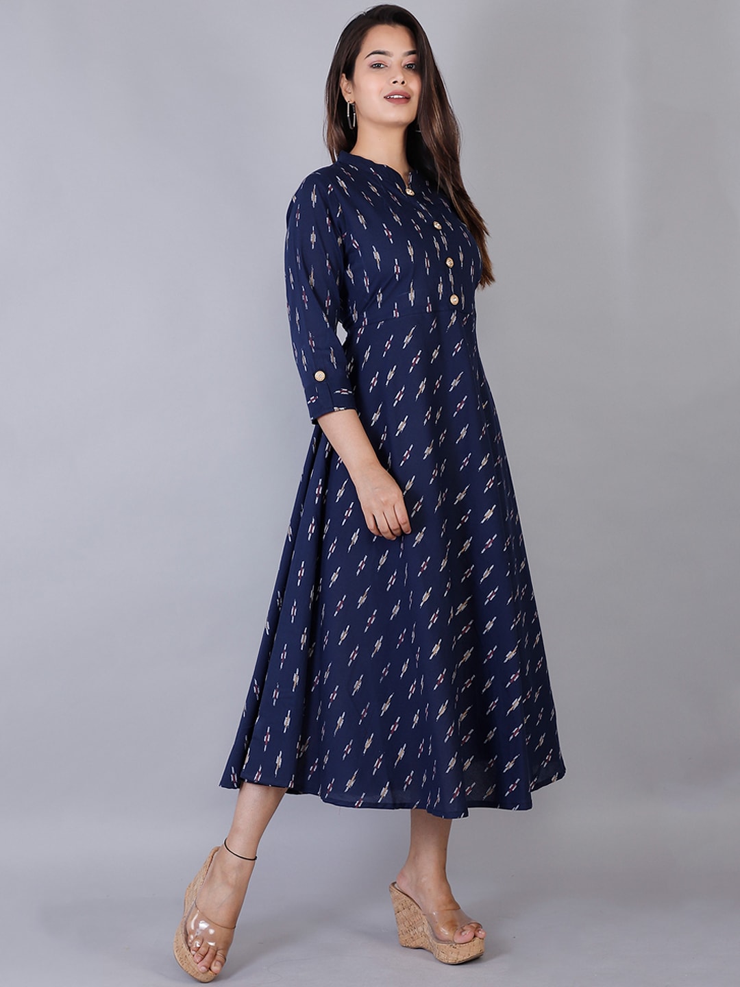 Kalini Women Navy Blue Ethnic Motifs Printed Anarkali Kurta - Distacart