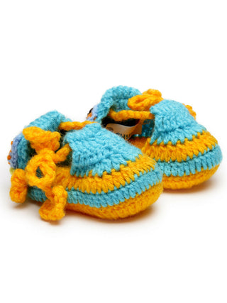 Chutput Kids Woollen Hand Knitted Self Desgin Detailed Booties - Yellow - Distacart