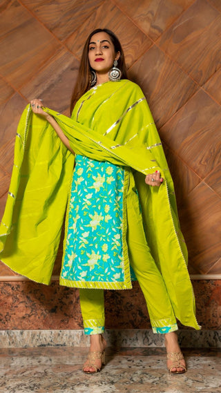 Pomcha Jaipur Noor Hand Block Cotton Suit Set - Distacart