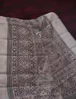 Thumbnail for Grey Colored Block Printed Semi Chanderi Saree By Gayathri Reddy Designer Studio - Distacart