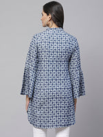 Thumbnail for Biba Women Blue & Grey Printed Straight Kurta - Distacart
