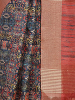 Thumbnail for Soch Blue & Pink Floral Zari Silk Blend Ready to Wear Saree - Distacart