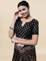 Thumbnail for Kalini Black & Red Floral Jute Silk Ikat Saree - Distacart
