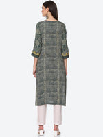Thumbnail for Biba Women Green Floral Embroidered Kurta - Distacart