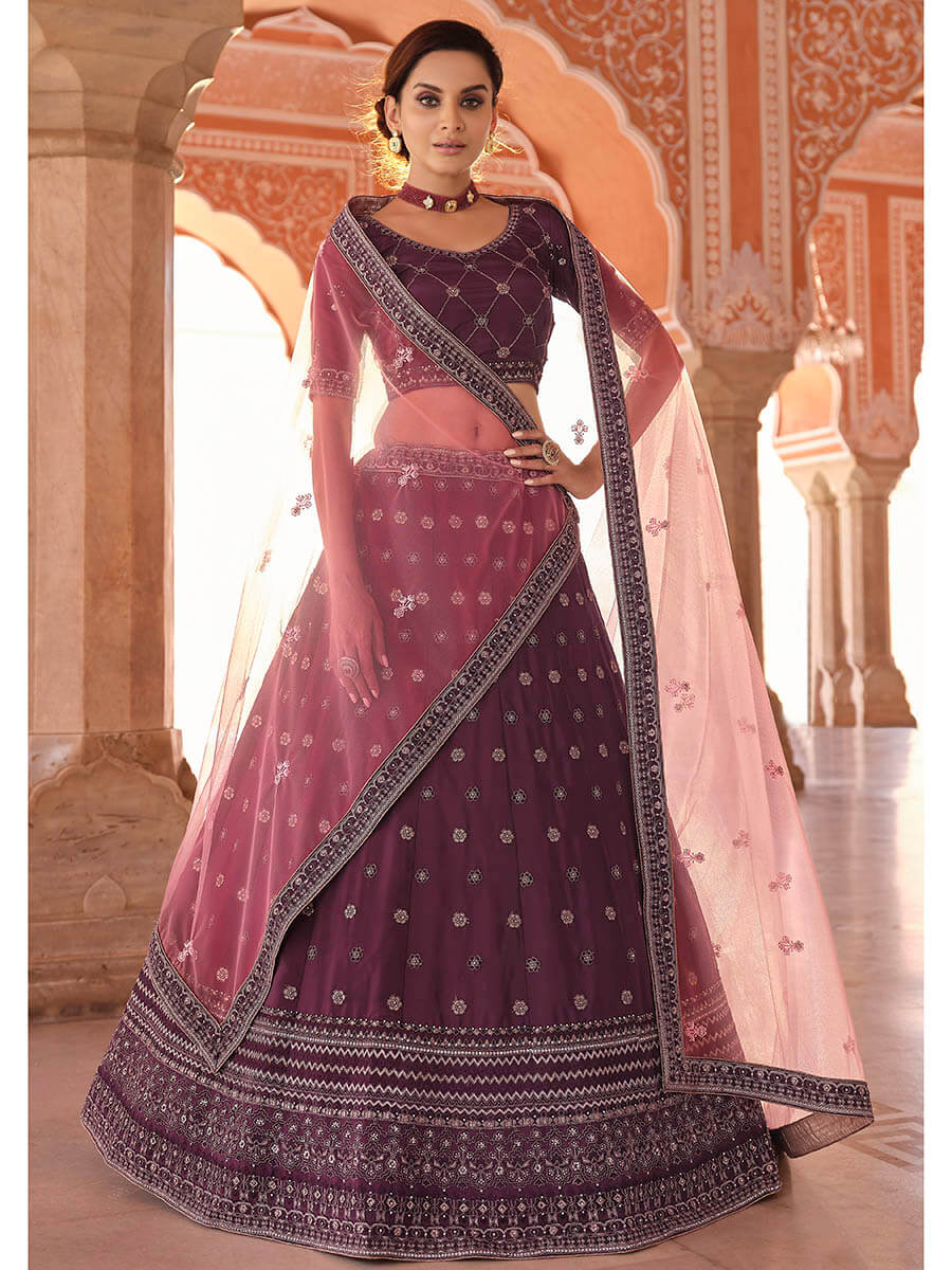 Myra Wine Embroidered Designer Lehenga Choli - Distacart