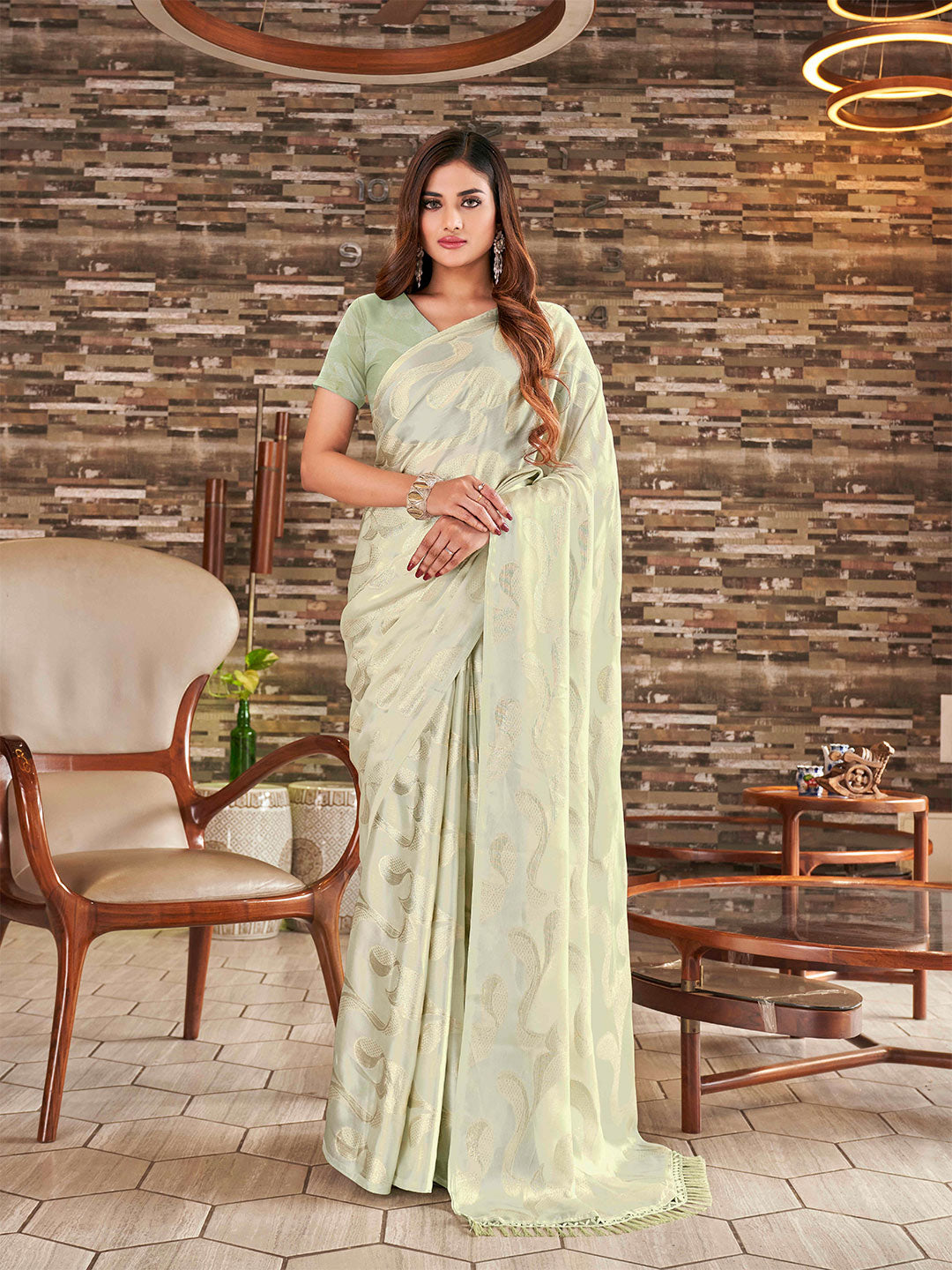 Tikhi Imli Embellished Jacquard Satin Ready to Wear Saree - Distacart
