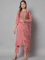 Thumbnail for Kalini Ethnic Motifs Yoke Design Thread Work Kurta with Trousers & With Dupatta - Distacart