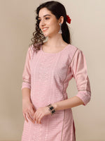 Thumbnail for HERE&NOW Lucknowi Chikankari Schiffli Chanderi Silk Kurta Trousers with Organza Dupatta - Distacart