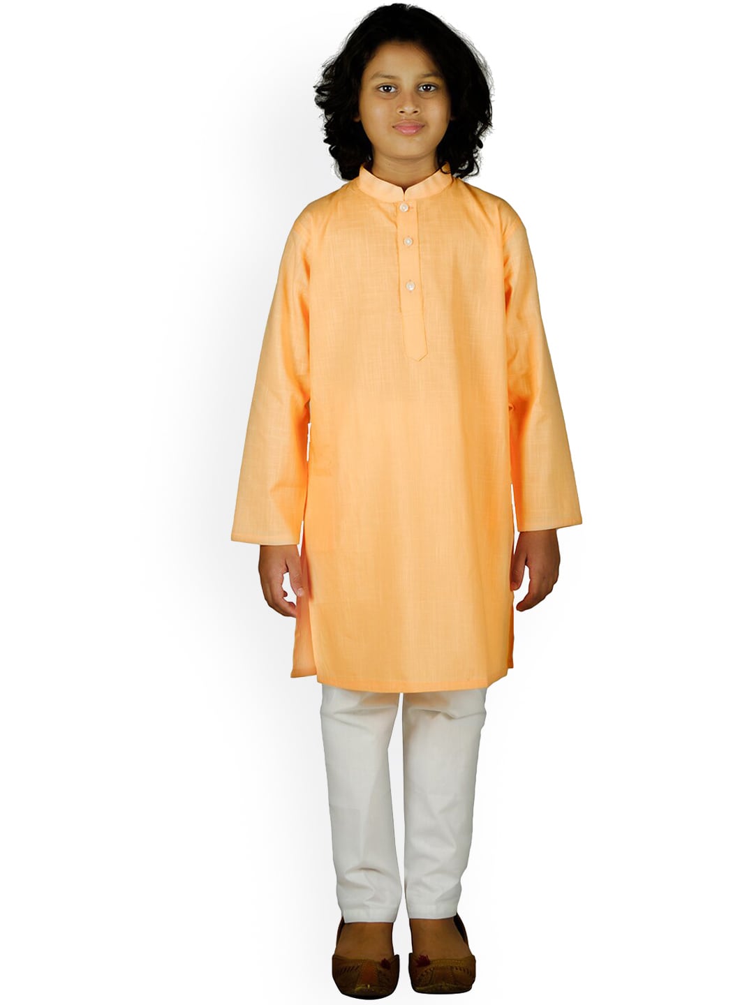 Sethukrishna Boys Orange Pure Cotton Kurta with Pyjama - Distacart