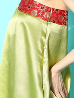 Thumbnail for InWeave Women's Olive Red Brocade Satin Oneshoulder Kurta Set - Distacart
