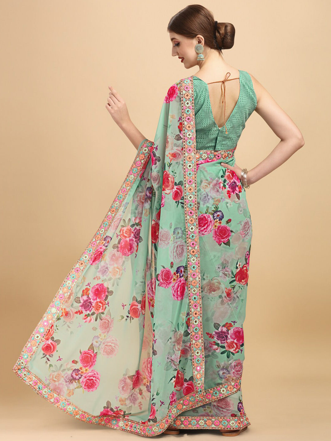 Sangria Women Sea Green Sarees - Distacart