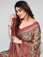 Thumbnail for Kalini Floral Poly Chiffon Saree With Blouse Piece - Distacart