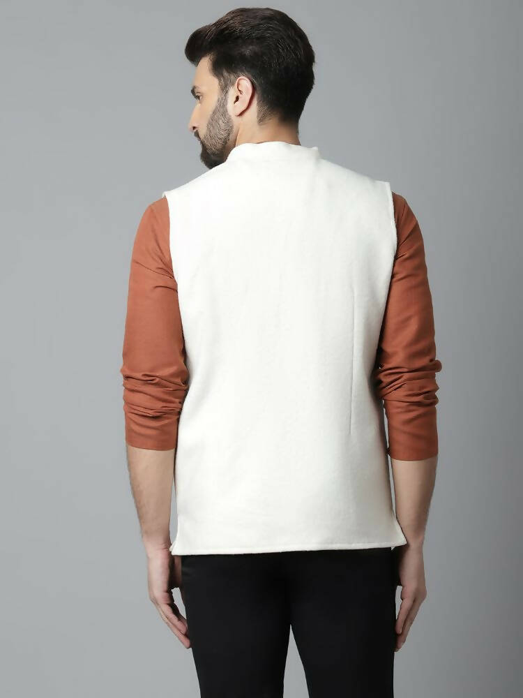 Even Apparels Pure Wool Nehru Jacket - White - Distacart