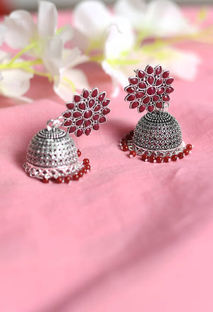 Mominos Fashion Johar Kamal Kundan Work Jhumka With Maroon Beads - Distacart
