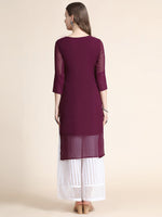Thumbnail for Kalini Women Burgundy Ethnic Motifs Chikankari Kurta - Distacart