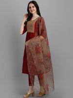 Thumbnail for Kalini Ethnic Motifs Yoke Design Regular Thread Work Kurta with Trousers & With Dupatta - Distacart