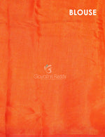 Thumbnail for Parrot Green And Orange Colour Printed Cotton Brasso Saree By Gayathri Reddy Designer Studio - Distacart