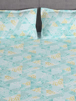 Thumbnail for Story@home Arena Blue & Gold-Toned Printed 180 TC Bedsheet & Pillow Covers - Distacart