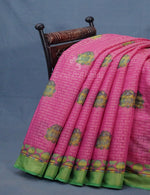 Thumbnail for Rose Pink Printed Cotton Brasso Saree By Gayathri Reddy Designer Studio - Distacart