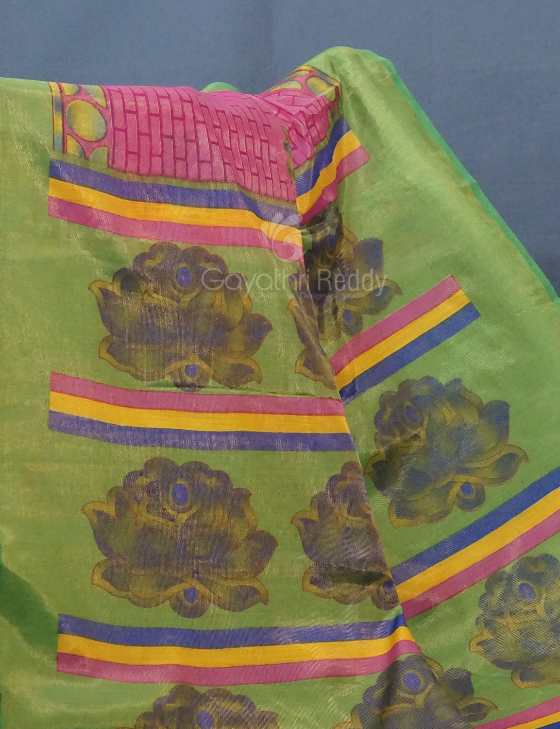 Rose Pink Printed Cotton Brasso Saree By Gayathri Reddy Designer Studio - Distacart