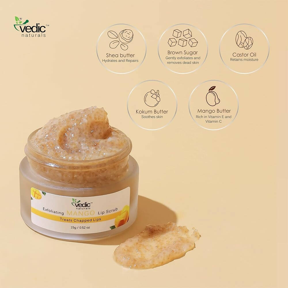 Vedic Naturals Exfoliating Mango Lip Scrub - Distacart