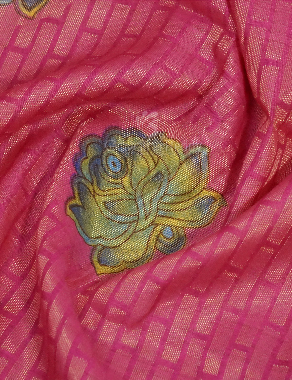 Rose Pink Printed Cotton Brasso Saree By Gayathri Reddy Designer Studio - Distacart