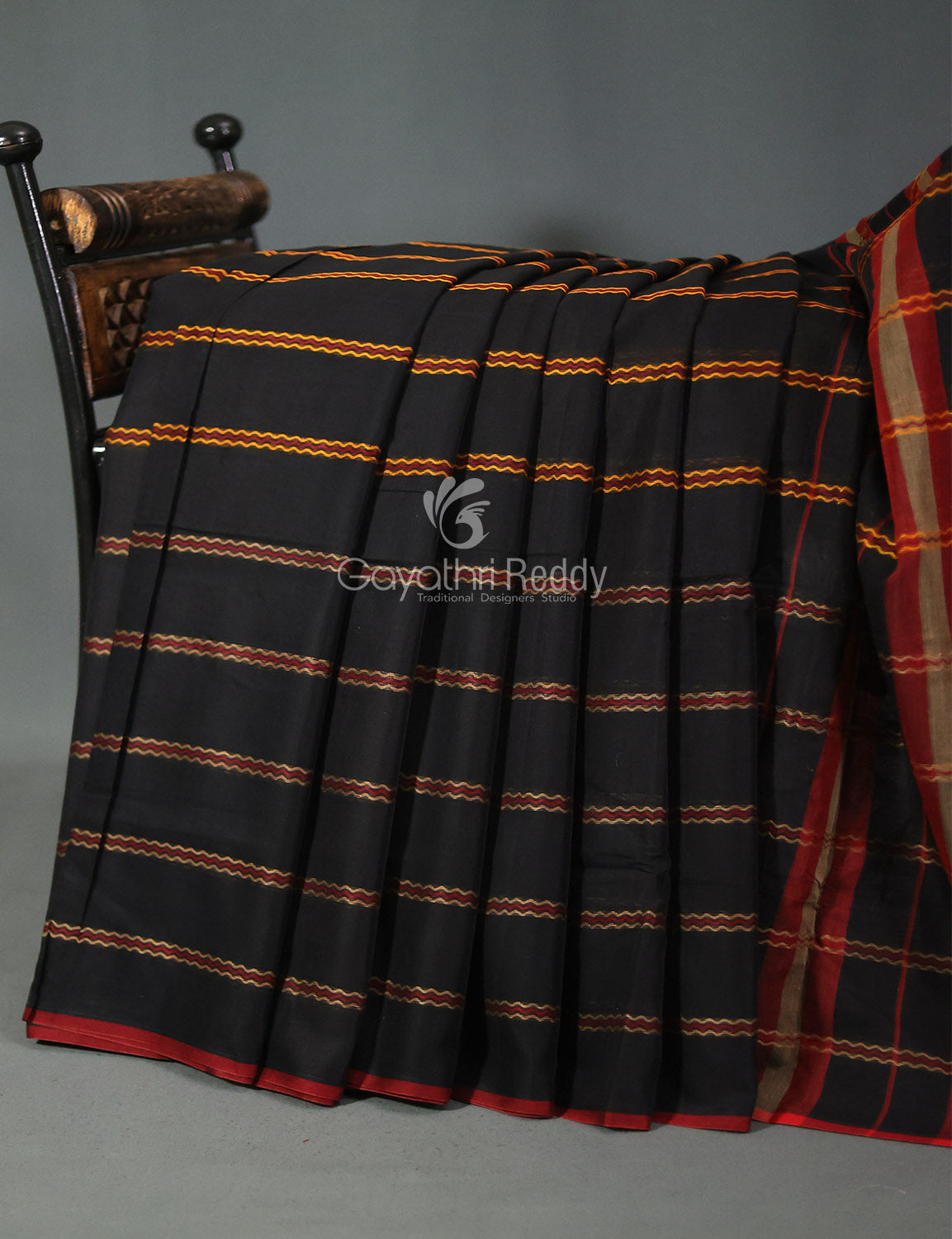 Combo of Black and Red Pure Narayanpet Cotton Saree By Gayathri Reddy Designer Studio - Distacart