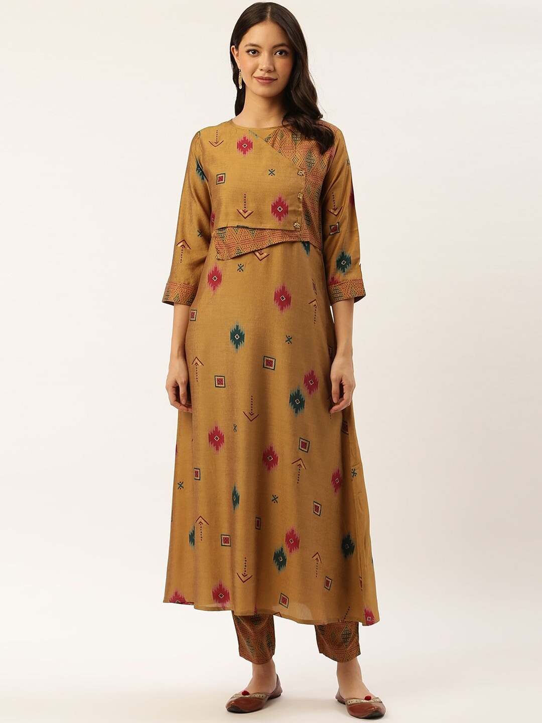 Sangria Women Yellow Floral Printed Kurta - Distacart
