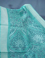 Thumbnail for Shades of Light Rama Green Colour Floral Print Semi Chanderi Saree By Gayathri Reddy Designer Studio - Distacart