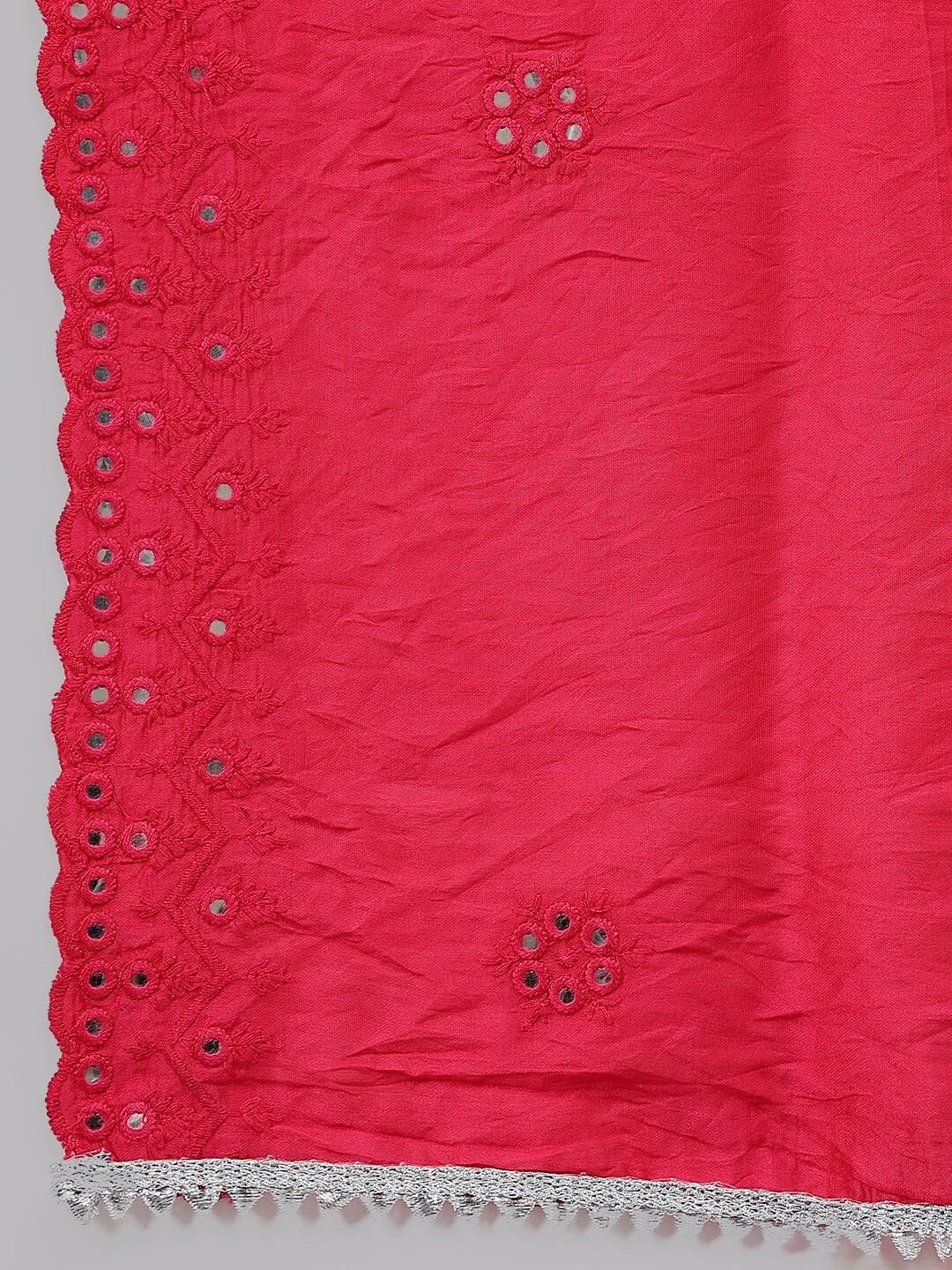 Khushal K Notched Neck Gotta Patti Mirror Work Straight Kurta with Palazzos & Dupatta - Distacart