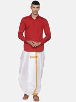 Thumbnail for Sethukrishna Men White Readymade Cotton Dhoti - Distacart