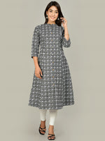 Thumbnail for Kalini Women Grey Floral Printed Cotton Kurta - Distacart