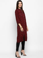 Thumbnail for Kalini Women Maroon Floral Embroidered Thread Work Floral Kurta - Distacart