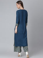 Thumbnail for Khushal K Women Teal Blue Printed Kurta with Palazzos - Distacart