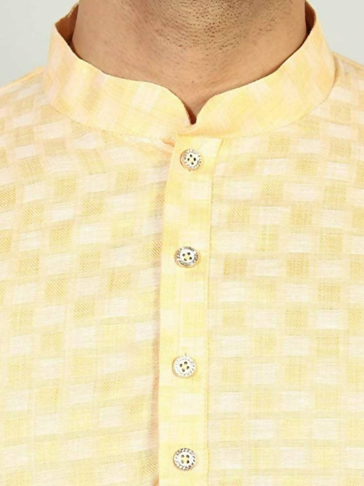 Uri And Mackenzie Mens Casual Cotton Blend kurta Pajama Set (Light Yellow) - Distacart