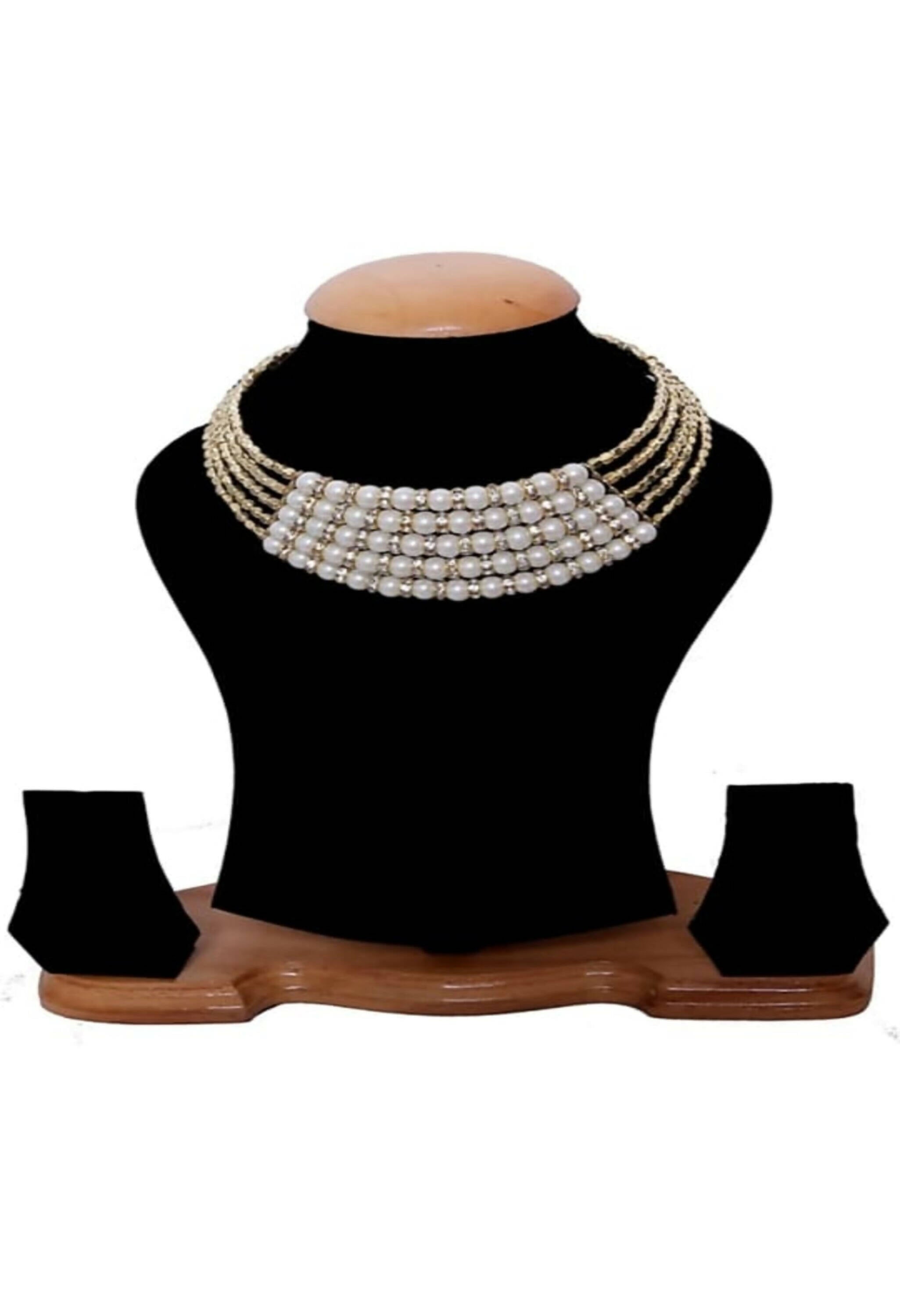 Mominos Fashion Johar Kamal Oxidised Pearls work Hasli Design Choker - Distacart