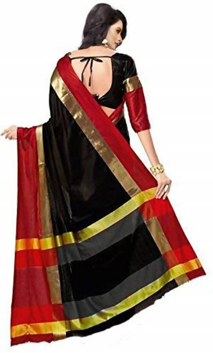 Vamika Black Cotton Silk Weaving Sarees