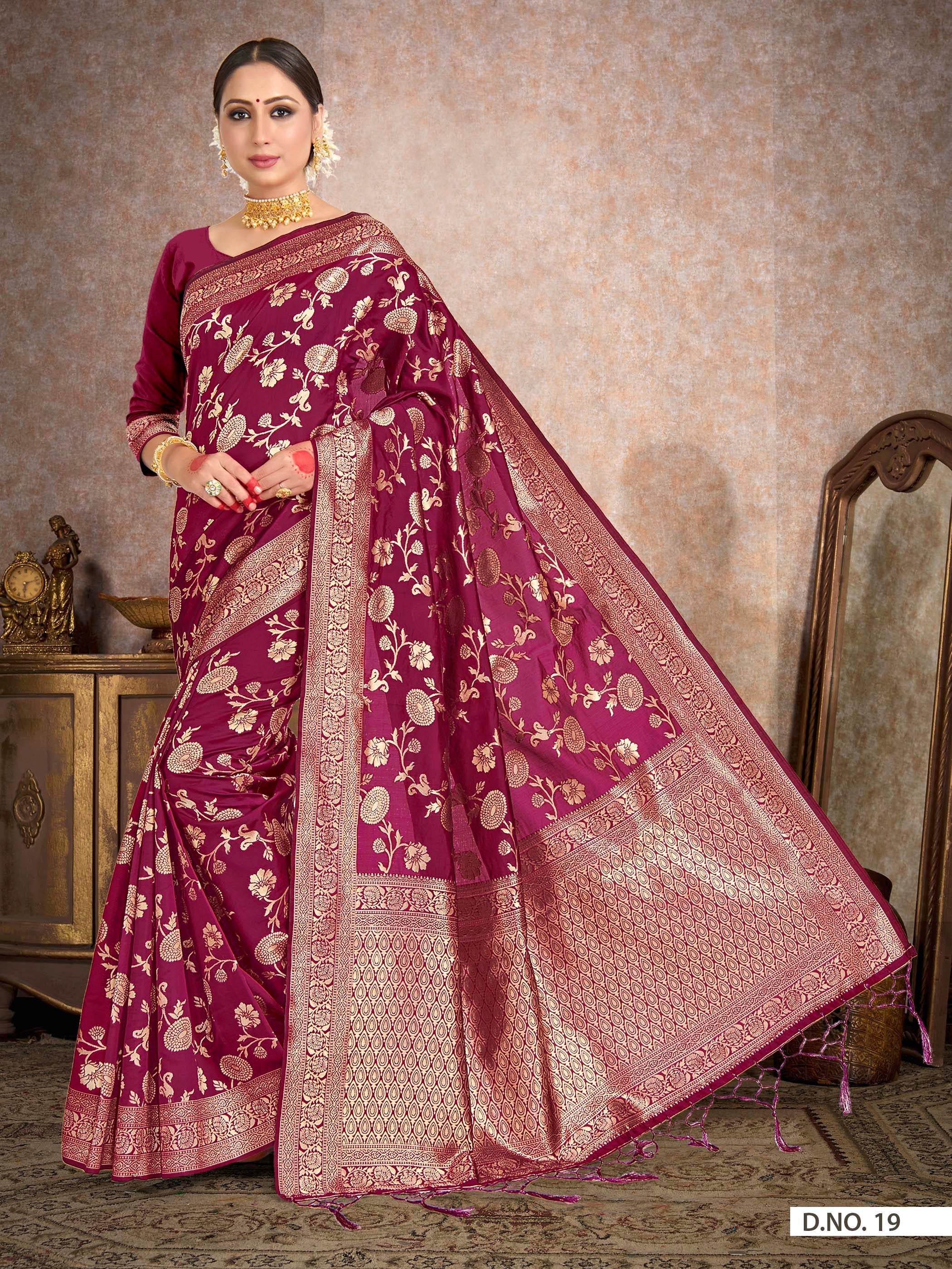 Vardha Plum Purple Woven Banarasi Saree