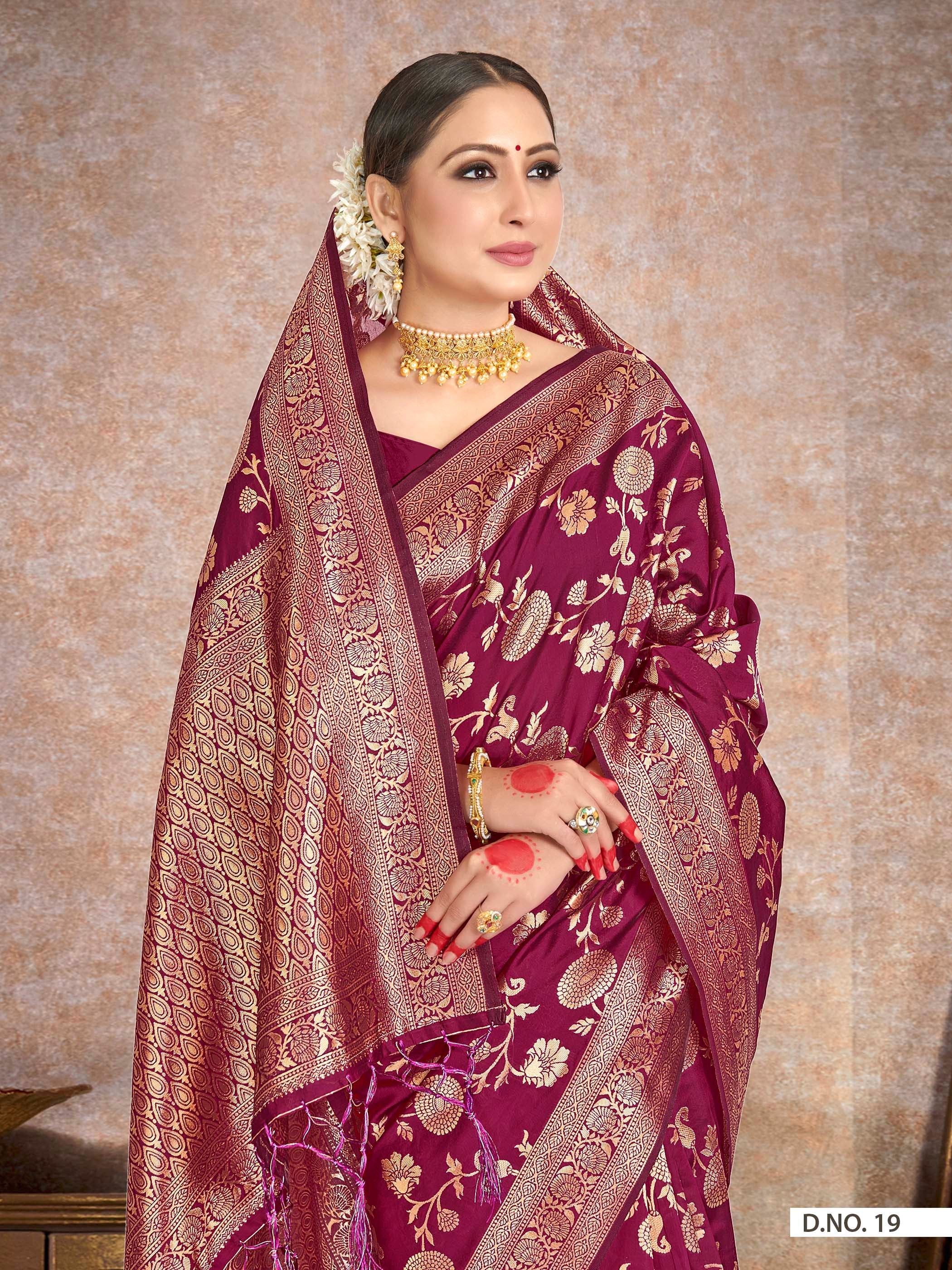 Vardha Plum Purple Woven Banarasi Saree