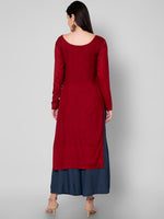 Thumbnail for Kalini Women Maroon & blue Ethnic Motifs Embroidered Mirror Work Kurta with Palazzos - Distacart