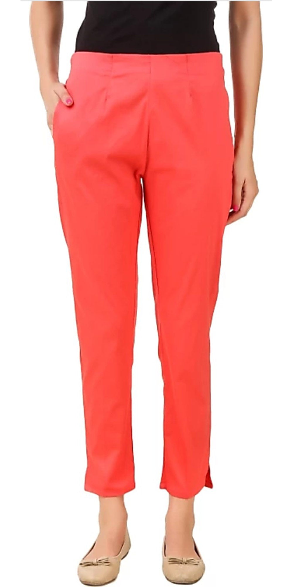 PAVONINE Gajri Color Stretchable Cotton Lycra Fabric Pencil Pant For Women - Distacart