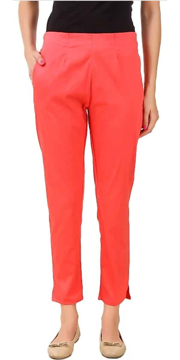 PAVONINE Gajri Color Stretchable Cotton Lycra Fabric Pencil Pant For Women - Distacart