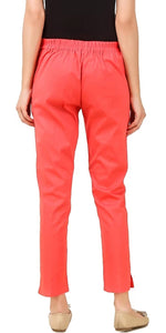 Thumbnail for PAVONINE Gajri Color Stretchable Cotton Lycra Fabric Pencil Pant For Women - Distacart